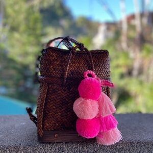 Knit Tassel Pompom Bag Charm